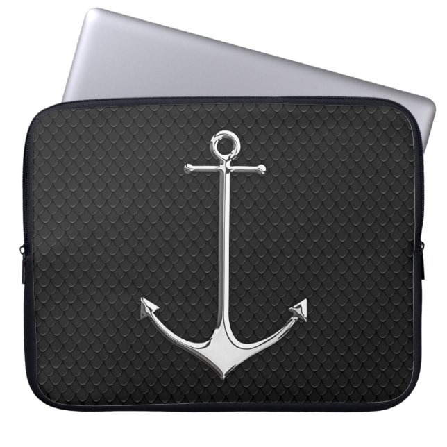 Chrome Anchor op slangenhuid Nautical Lifestyle Laptop Sleeve (Voorkant)