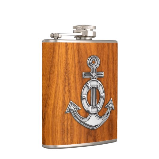 Chrome Anchor op Teak Print Heupfles (Rechts)