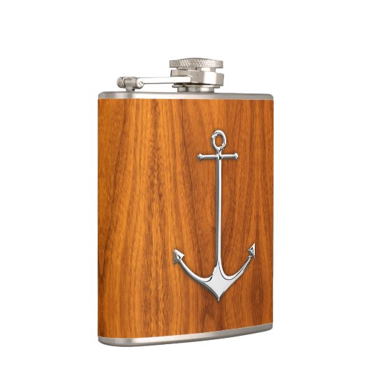 Chrome Anchor op Teak Print Heupfles (Rechts)