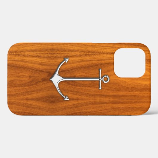 Chrome Anchor op Teak Veneer Print Case-Mate iPhone Case (Achterkant (horizontaal))