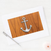 Chrome Anchor op Teak Veneer Style Rechthoekige Sticker (Envelop)