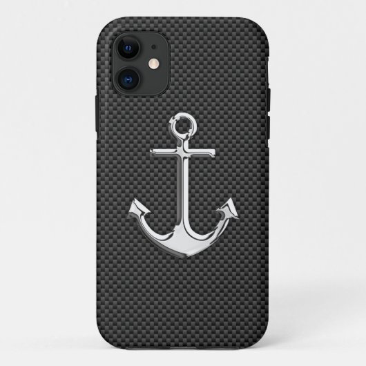 Chrome-anker op koolstofvezeldecor Case-Mate iPhone case (Achterkant)