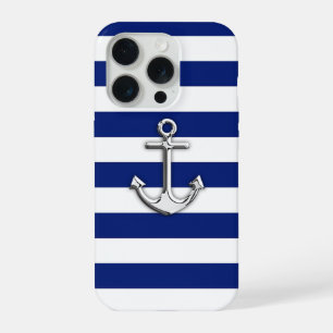 Chrome Anker op Marine Strepen iPhone 15 Pro Case