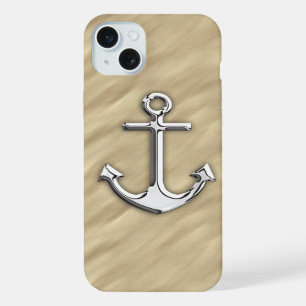 Chrome anker op zandstrand afdruk iPhone 15 plus case