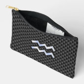 Chrome Aquarius Zodiac Sign Carbon Fiber Styles Etui (Open)