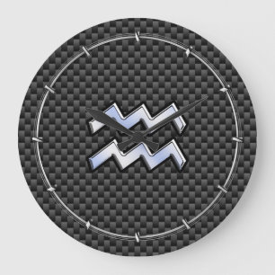 Chrome Aquarius Zodiac Sign Carbon Fiber Styles Grote Klok