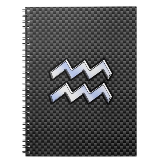 Chrome Aquarius Zodiac Sign Carbon Fiber Styles Notitieboek (Voorkant)