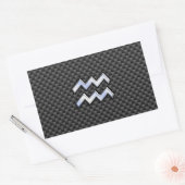 Chrome Aquarius Zodiac Sign Carbon Fiber Styles Rechthoekige Sticker (Envelop)