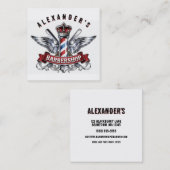 Chrome Barber Pole and Crown Personalize Vierkante Visitekaartje (Voorkant / Achterkant)