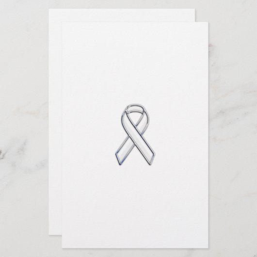 Chrome Belemmerde stijl Wit Ribbon Bewustheid Briefpapier (Voorkant / Achterkant)