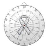 Chrome Belemmerde stijl Wit Ribbon Bewustheid Dartbord (Voorkant)