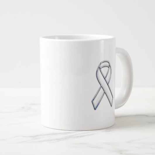 Chrome Belemmerde stijl Wit Ribbon Bewustheid Grote Koffiekop (Voorkant rechts)
