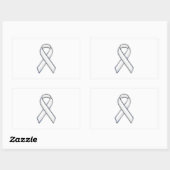 Chrome Belemmerde stijl Wit Ribbon Bewustheid Rechthoekige Sticker (Vel)