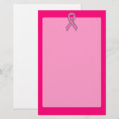 Chrome Beloofde glitterstijl Roze lintbewustzijn Briefpapier (Voorkant / Achterkant)