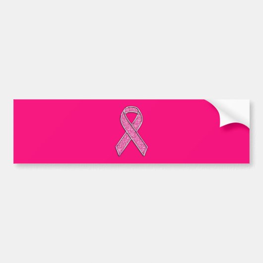 Chrome Beloofde glitterstijl Roze lintbewustzijn Bumpersticker (Voorkant)