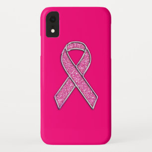 Chrome Beloofde glitterstijl Roze lintbewustzijn iPhone XR Hoesje