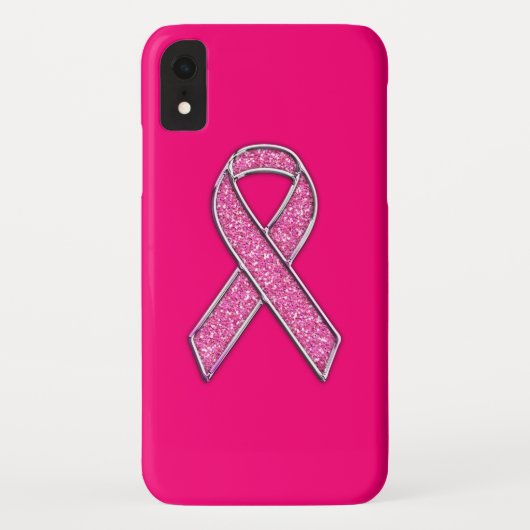 Chrome Beloofde glitterstijl Roze lintbewustzijn Case-Mate iPhone Case (Achterkant)