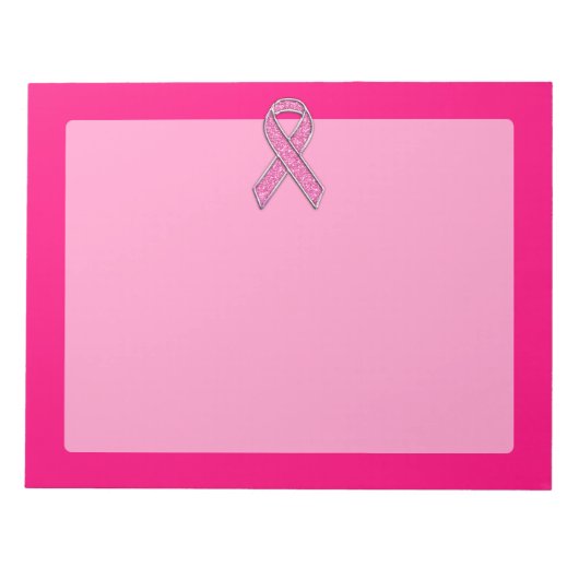 Chrome Beloofde glitterstijl Roze lintbewustzijn Notitieblok (Voorkant)