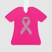 Chrome Beloofde glitterstijl Roze lintbewustzijn Ornament (voorkant)