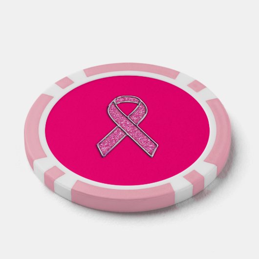 Chrome Beloofde glitterstijl Roze lintbewustzijn Poker Chips (Enkel)