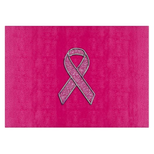 Chrome Beloofde glitterstijl Roze lintbewustzijn Snijplank (Voorkant)