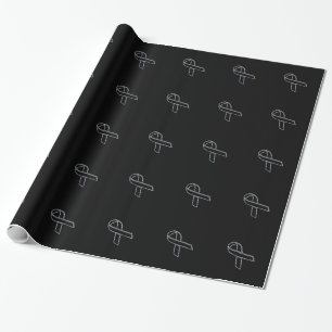 Chrome Black op zwarte-lintbewustzijn Cadeaupapier