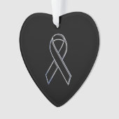 Chrome Black over Black Ribbon Awareness Ornament (voorkant)