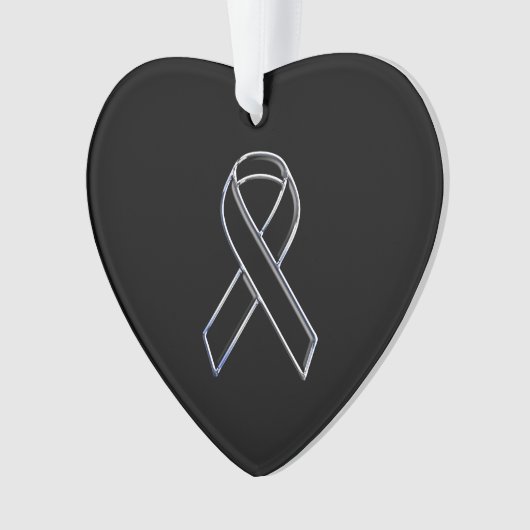 Chrome Black over Black Ribbon Awareness Ornament (voorkant)