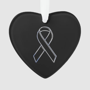 Chrome Black over Black Ribbon Awareness Ornament