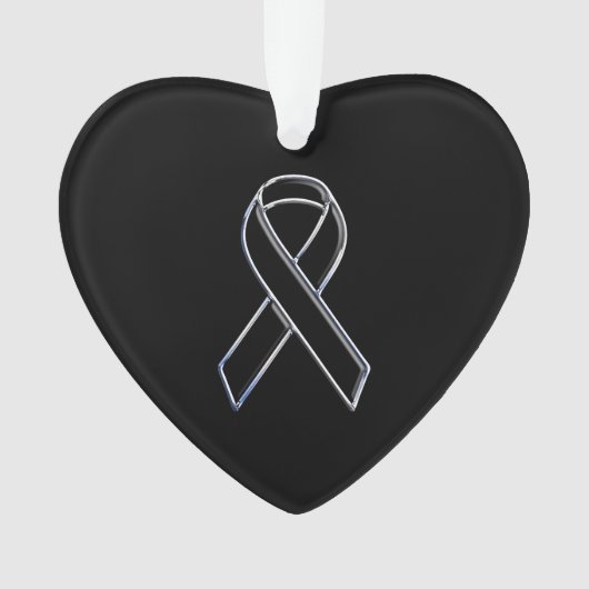 Chrome Black over Black Ribbon Awareness Ornament (voorkant)