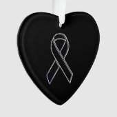 Chrome Black over Black Ribbon Awareness Ornament (voorkant)