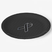 Chrome Black Ribbon Awareness Carbon Fibre Papieren Bordje (Gekanteld)