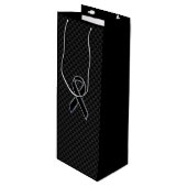 Chrome Black Ribbon Awareness Carbon Fibre Wijn Cadeautas (Voorkant Gekanteld)