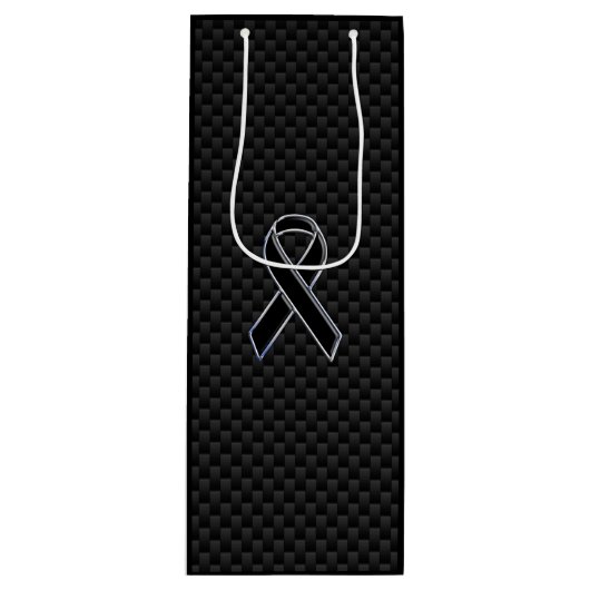 Chrome Black Ribbon Awareness Carbon Fibre Wijn Cadeautas (Voorkant)