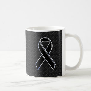 Chrome Black Ribbon Awareness Decor Koffiemok