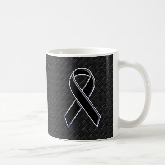 Chrome Black Ribbon Awareness Decor Koffiemok (Rechts)