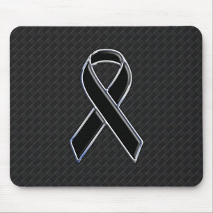Chrome Black Ribbon Awareness Decor Muismat