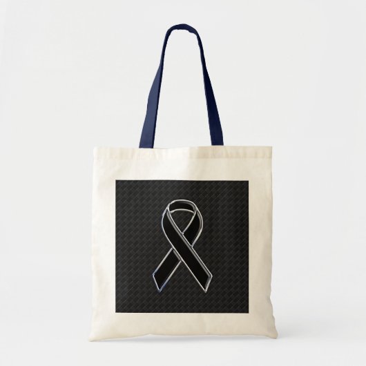 Chrome Black Ribbon Awareness Decor Tote Bag (Voorkant)