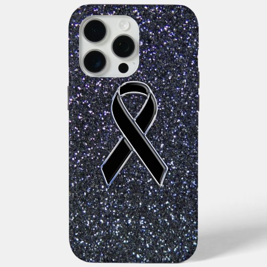 Chrome Black Ribbon Awareness Midnight Blue Case-Mate iPhone Case (Achterkant)