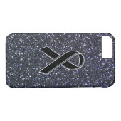Chrome Black Ribbon Awareness Midnight Blue Case-Mate iPhone Case (Achterkant (Horizontaal))