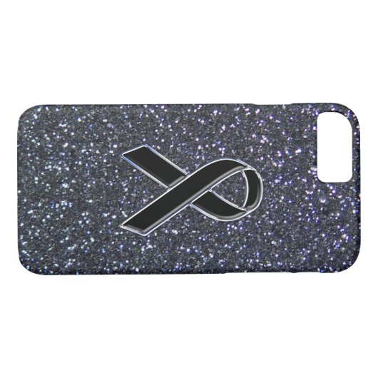 Chrome Black Ribbon Awareness Midnight Blue Case-Mate iPhone Case (Achterkant (Horizontaal))