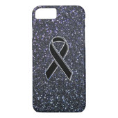 Chrome Black Ribbon Awareness Midnight Blue Case-Mate iPhone Case (Achterkant)