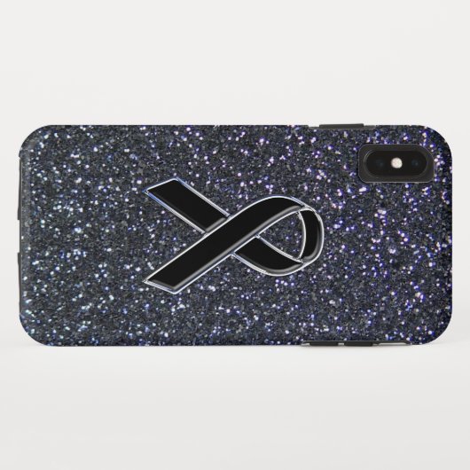 Chrome Black Ribbon Awareness Midnight Blue Case-Mate iPhone Case (Achterkant (horizontaal))