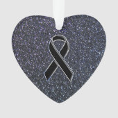 Chrome Black Ribbon Awareness Midnight Blue Ornament (voorkant)