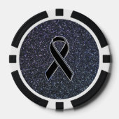 Chrome Black Ribbon Awareness Midnight Blue Poker Chips (Voorkant)