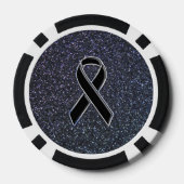 Chrome Black Ribbon Awareness Midnight Blue Poker Chips (Achterkant)