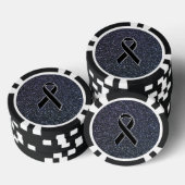 Chrome Black Ribbon Awareness Midnight Blue Poker Chips (Opstapeling)