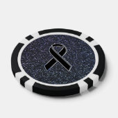 Chrome Black Ribbon Awareness Midnight Blue Poker Chips (Enkel)