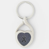 Chrome Black Ribbon Awareness Midnight Blue Sleutelhanger (Voorkant)