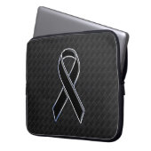 Chrome Black Ribbon Awareness Style Laptop Sleeve (Voorkant Links)